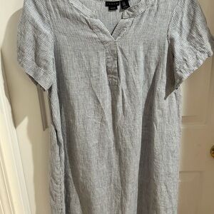Tahari Blue and White Linen Dress